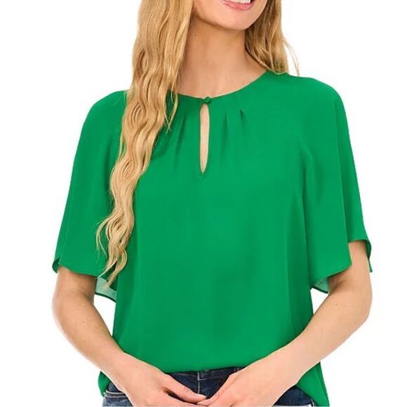Cece Kelly Green Flutter Sleeve Top | Size M - Picture 1 of 9